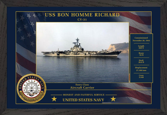 USS Bon Homme Richard CV-31 Framed Patriotic Photo