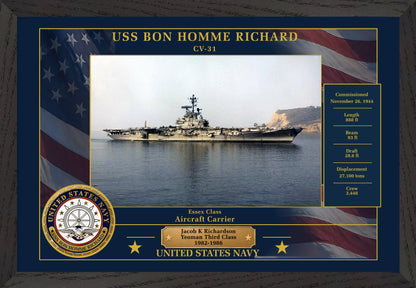 USS Bon Homme Richard CV-31 Framed Patriotic Photo