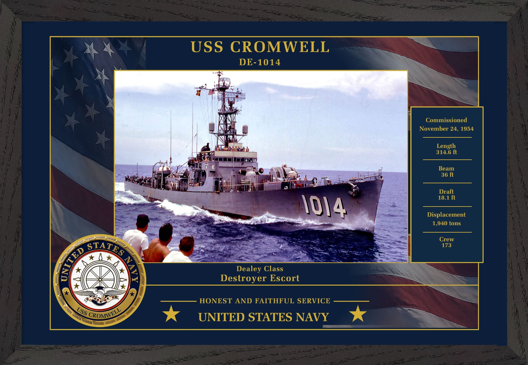 USS Cromwell DE-1014 Framed Patriotic Photo