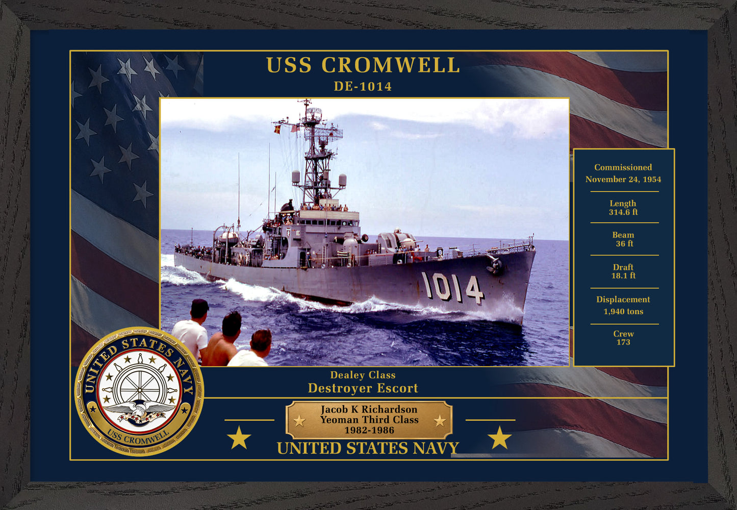 USS Cromwell DE-1014 Framed Patriotic Photo
