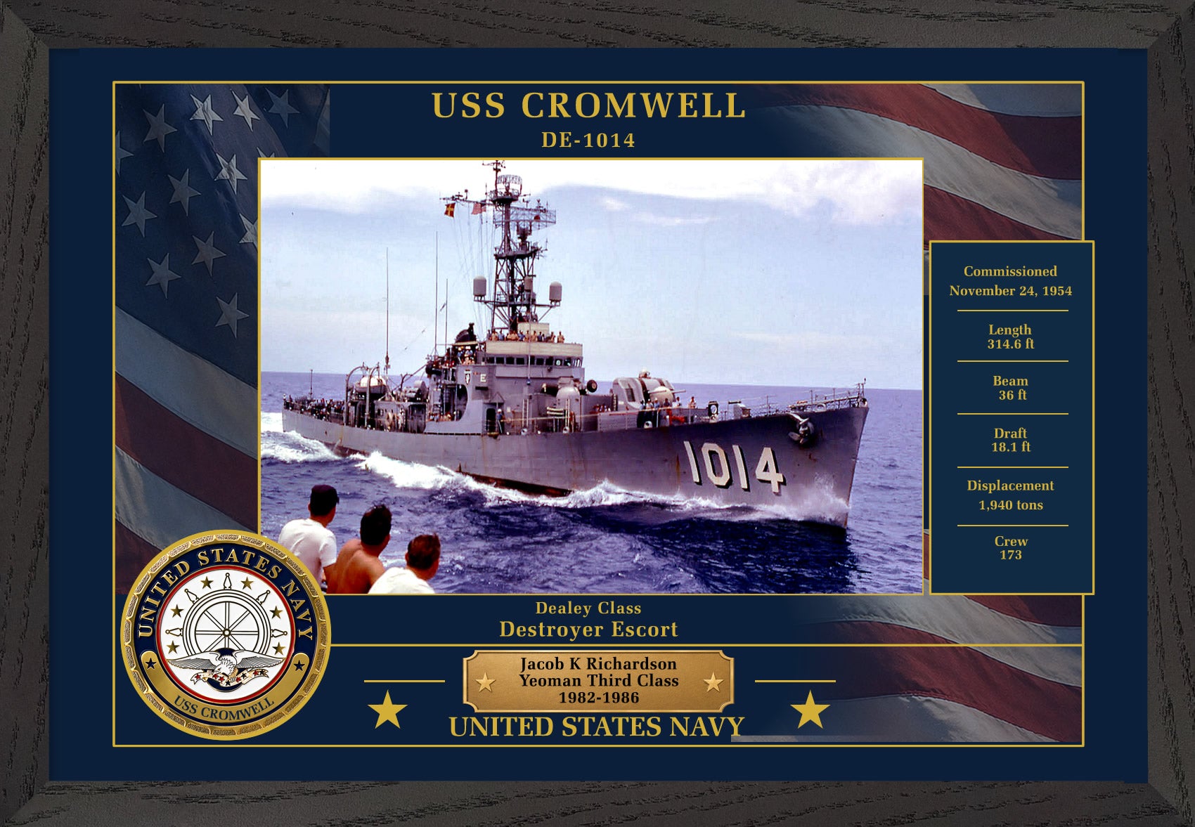 USS Cromwell DE-1014 Framed Patriotic Photo