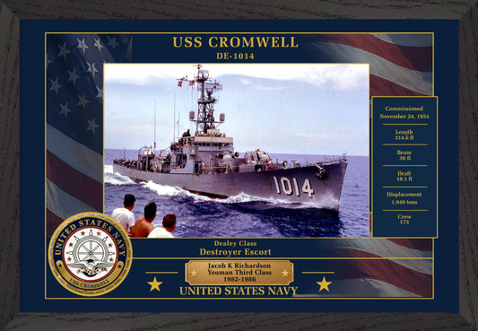 USS Cromwell DE-1014 Framed Patriotic Photo