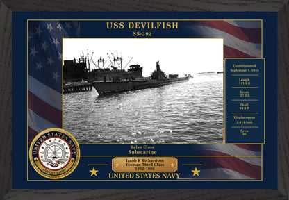 USS Devilfish SS-292 Framed Patriotic Photo