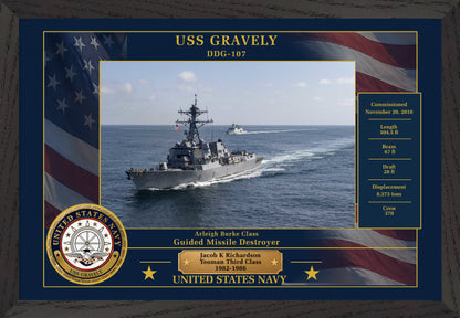 USS Gravely DDG-107 Framed Patriotic Photo