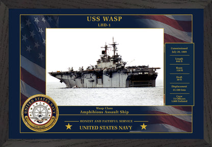 USS Wasp LHD-1 Framed Patriotic Photo