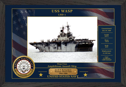 USS Wasp LHD-1 Framed Patriotic Photo