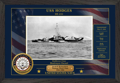 USS Hodges DE-231 Framed Patriotic Photo