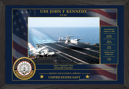USS John F Kennedy CV-67 Framed Patriotic Photo