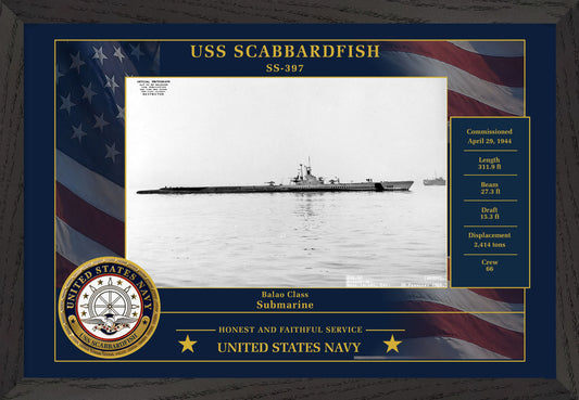 USS Scabbardfish SS-397 Framed Patriotic Photo