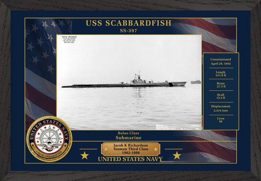 USS Scabbardfish SS-397 Framed Patriotic Photo