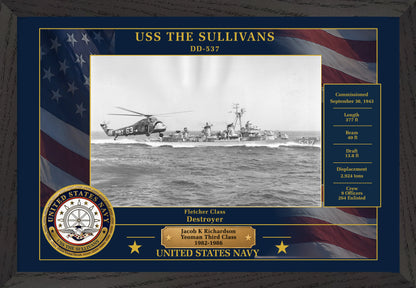 USS The Sullivans DD-537 Framed Patriotic Photo
