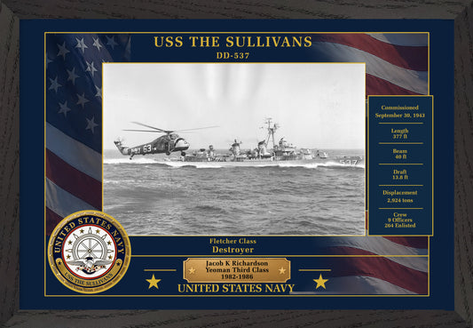 USS The Sullivans DD-537 Framed Patriotic Photo
