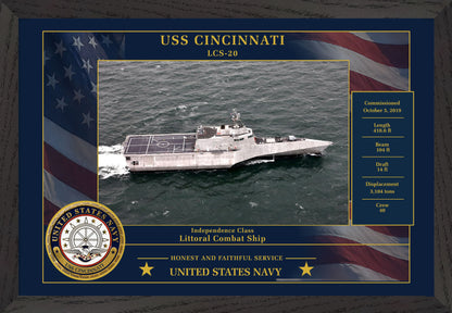 USS Cincinnati LCS-20 Framed Patriotic Photo