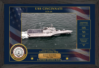 USS Cincinnati LCS-20 Framed Patriotic Photo