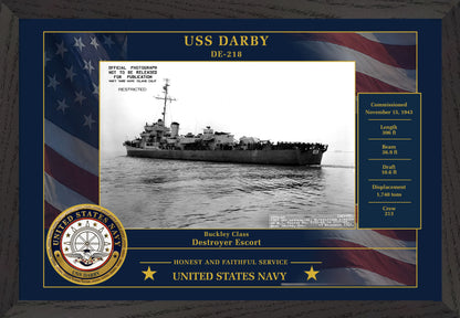 USS Darby DE-218 Framed Patriotic Photo