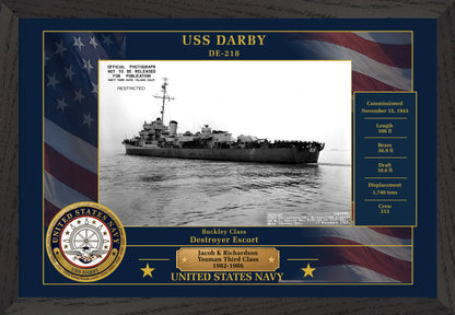 USS Darby DE-218 Framed Patriotic Photo