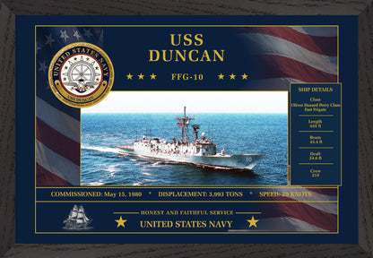USS Duncan FFG-10 Framed Patriotic Art