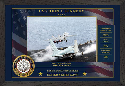 USS John F Kennedy CV-67 Framed Patriotic Photo