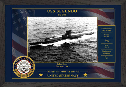 USS Segundo SS-398 Framed Patriotic Photo
