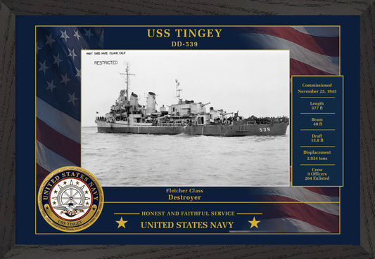 USS Tingey DD-539 Framed Patriotic Photo