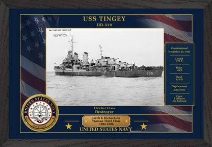 USS Tingey DD-539 Framed Patriotic Photo
