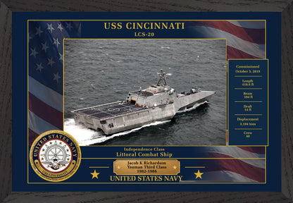 USS Cincinnati LCS-20 Framed Patriotic Photo