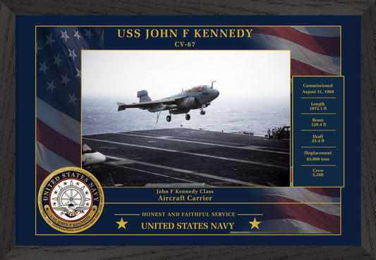 USS John F Kennedy CV-67 Framed Patriotic Photo
