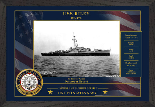 USS Riley DE-579 Framed Patriotic Photo