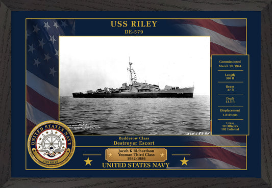 USS Riley DE-579 Framed Patriotic Photo