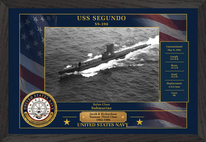 USS Segundo SS-398 Framed Patriotic Photo