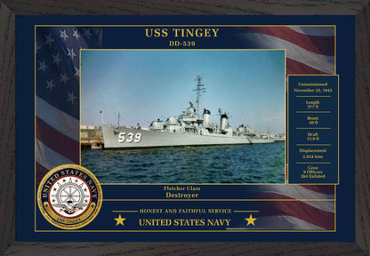 USS Tingey DD-539 Framed Patriotic Photo