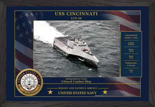 USS Cincinnati LCS-20 Framed Patriotic Photo