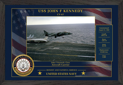 USS John F Kennedy CV-67 Framed Patriotic Photo