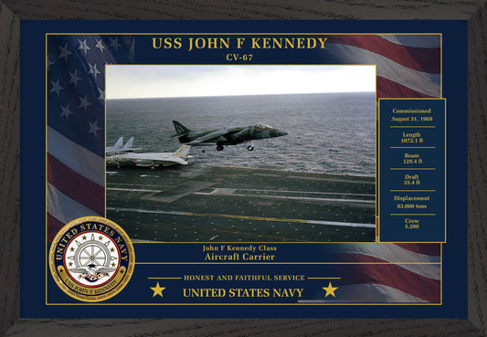 USS John F Kennedy CV-67 Framed Patriotic Photo