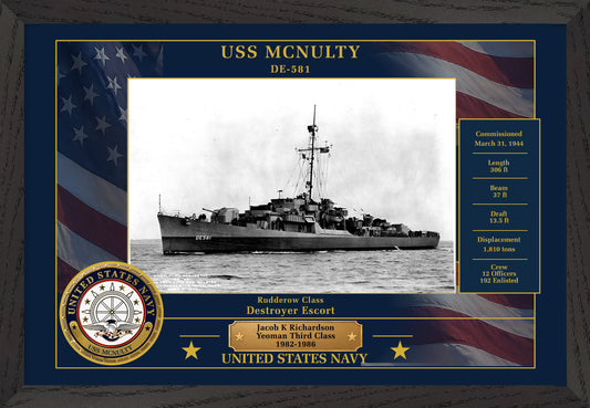 USS Mcnulty DE-581 Framed Patriotic Photo