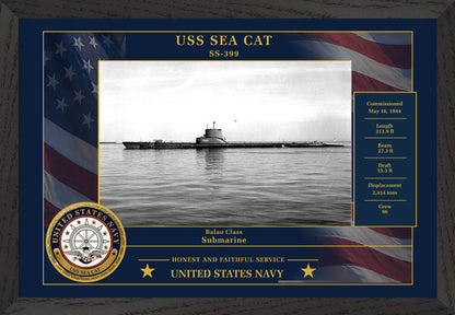 USS Sea Cat SS-399 Framed Patriotic Photo
