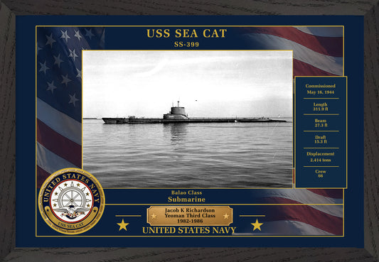 USS Sea Cat SS-399 Framed Patriotic Photo