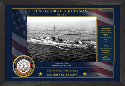 USS George A Johnson DE-583 Framed Patriotic Photo