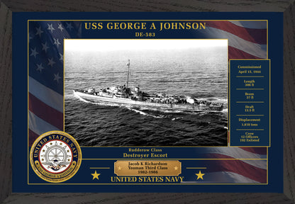 USS George A Johnson DE-583 Framed Patriotic Photo