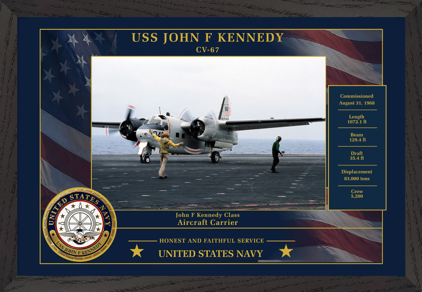 USS John F Kennedy CV-67 Framed Patriotic Photo
