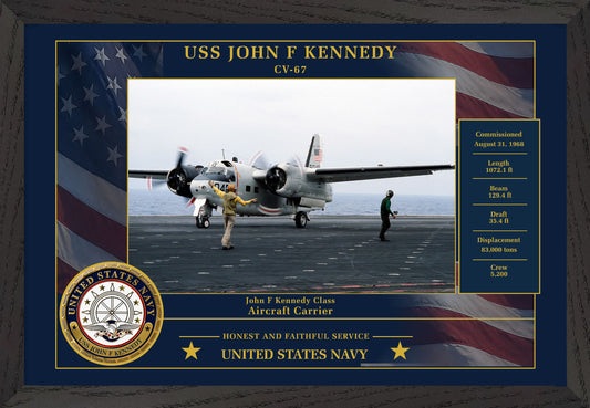 USS John F Kennedy CV-67 Framed Patriotic Photo