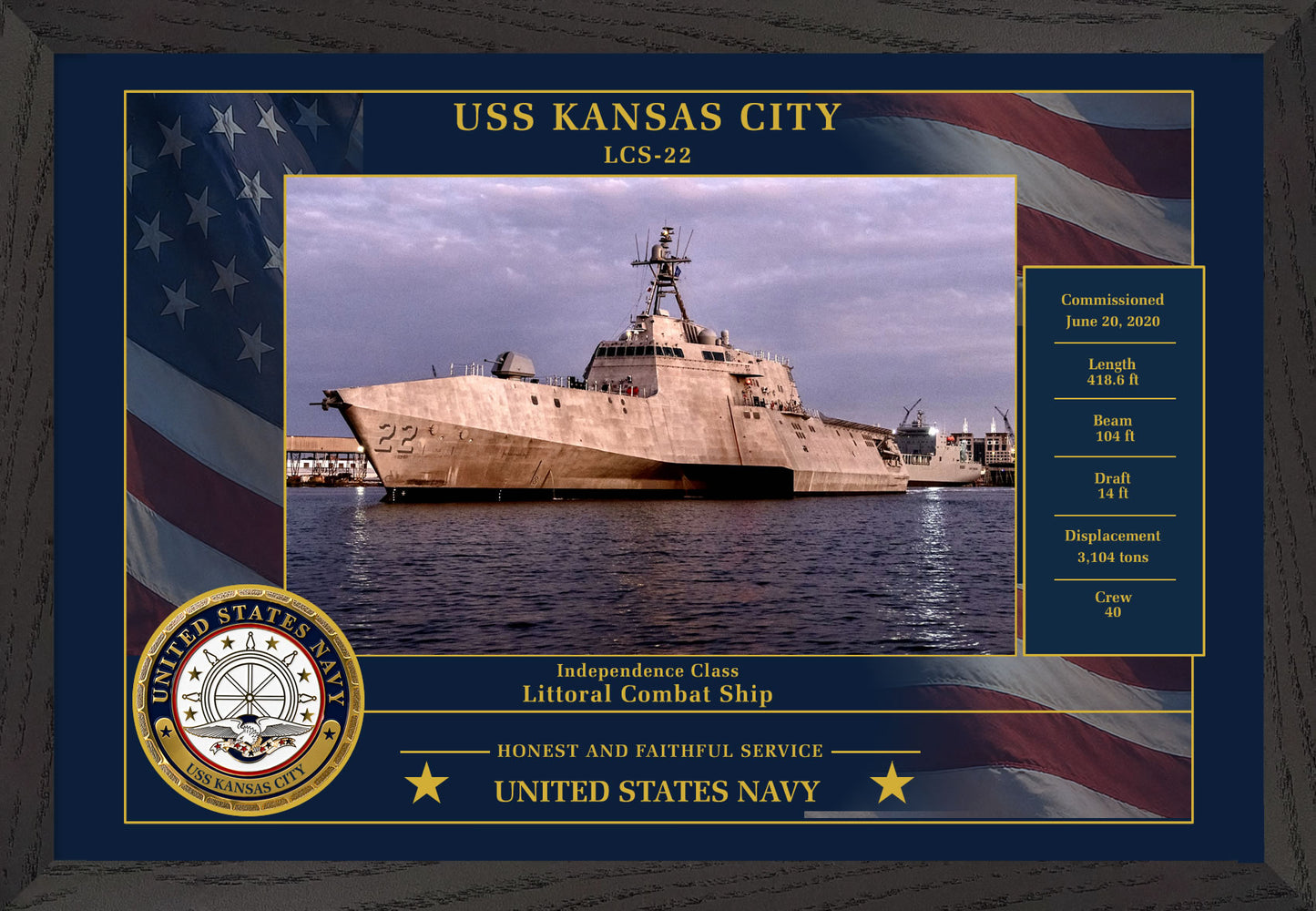 USS Kansas City LCS-22 Framed Patriotic Photo