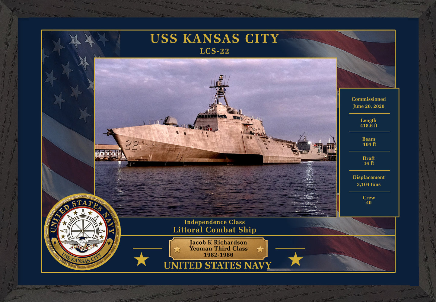 USS Kansas City LCS-22 Framed Patriotic Photo