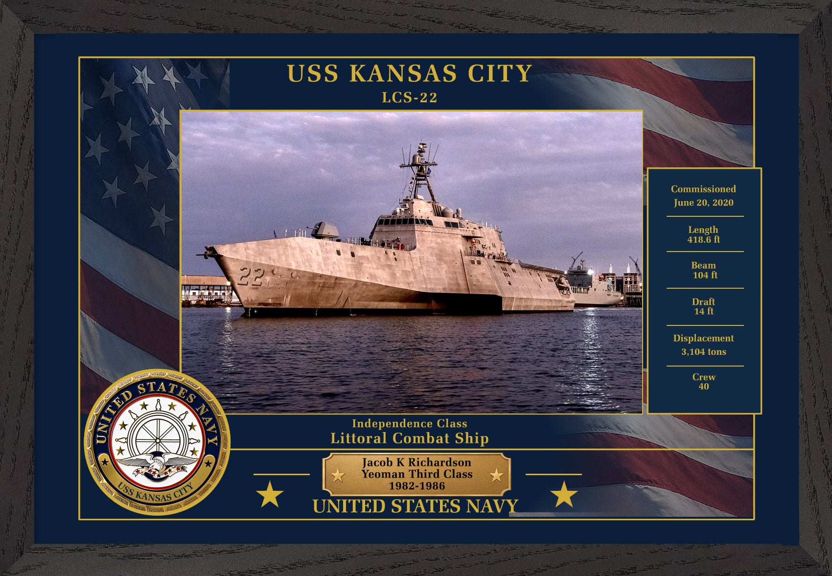 USS Kansas City LCS-22 Framed Patriotic Photo