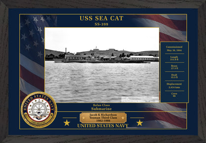 USS Sea Cat SS-399 Framed Patriotic Photo