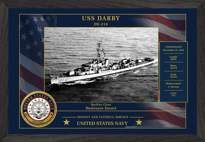 USS Darby DE-218 Framed Patriotic Photo