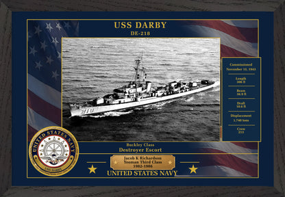 USS Darby DE-218 Framed Patriotic Photo