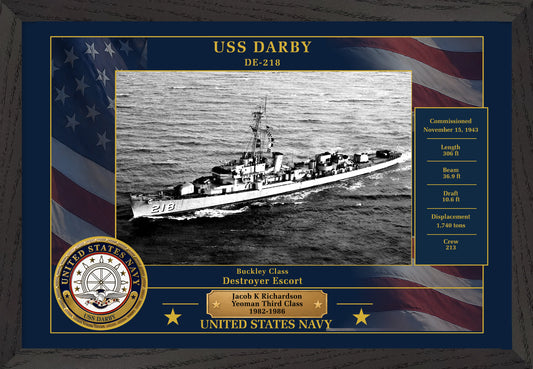 USS Darby DE-218 Framed Patriotic Photo