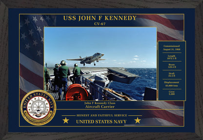 USS John F Kennedy CV-67 Framed Patriotic Photo