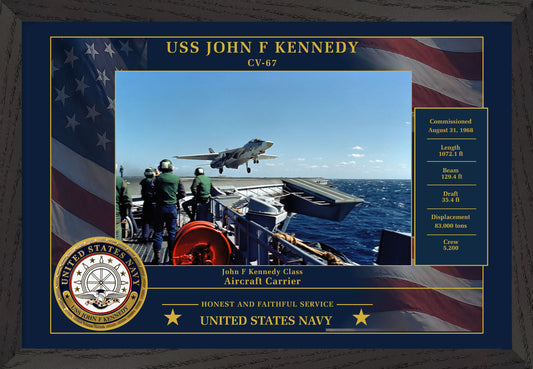 USS John F Kennedy CV-67 Framed Patriotic Photo